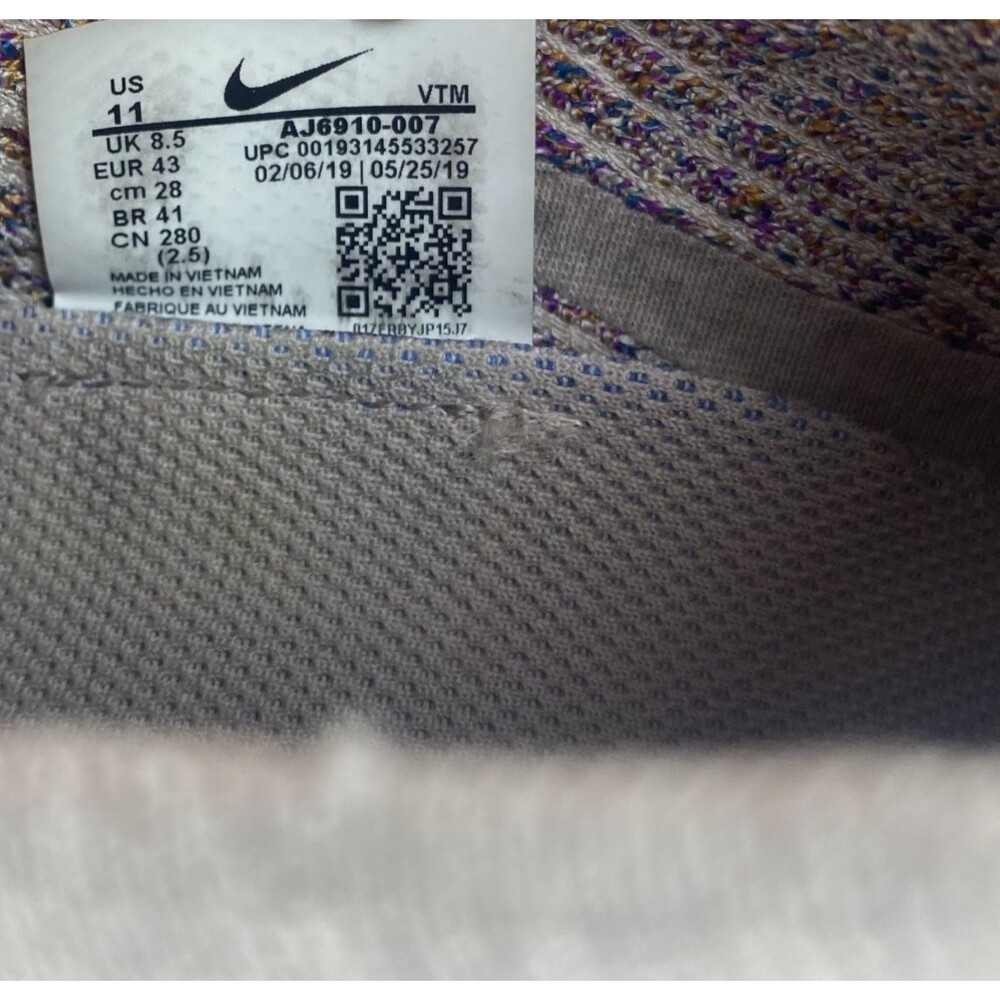 Nike Air VaporMax Flyknit 3 Running Shoes Womens 11 Cream Purple Logo Lace Up - Picture 12 of 12